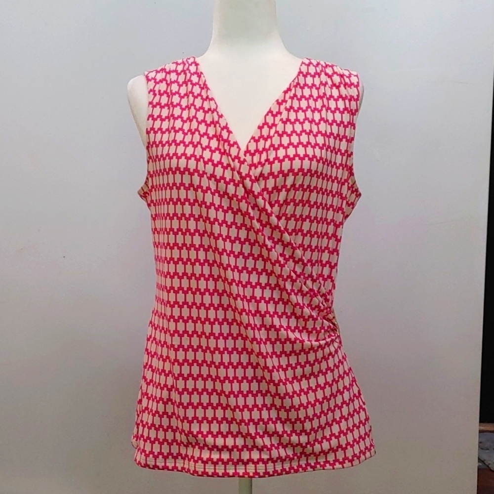 Charter Club Hot Pink and White Top Size M